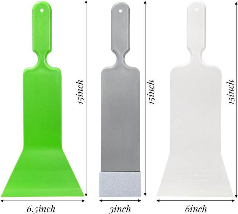 ZAVOOS 3 Pieces Window Tint Tools, Long Handle Auto Bulldozer Squeegee Scrubber Paddle Squeegee Kit, Flat Glass Scraper Cleaning Tool for Car Front Windows Rear Glass - Image 2